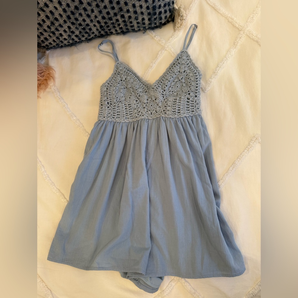 BP Blue Crochet Mini Dress